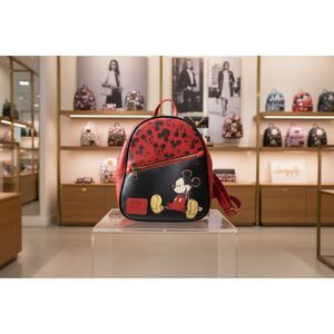 Disney x Loungefly Mickey Mouse Mini Backpack Red Black Vegan Leather Authentic